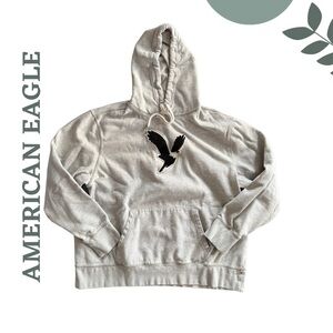 🛍️3/$40 American Eagle Outfitters Men’s XXLT Hoodie – Grey w/ Black Logo